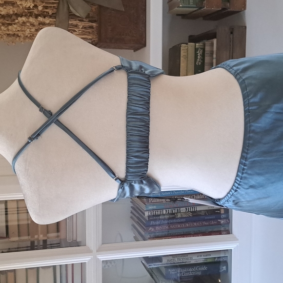 Astr The Label - Collette Satin Cutout Midi Dress - Color: Slate Blue - Picture 10 of 14